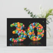 30歳の誕生日パーティー　シャボン玉とボールでお祝い 招待状 (スタンド正面)