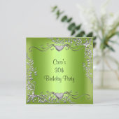 30歳の誕生日パーティー シルバー ライム グリーン 招待状 (スタンド正面)