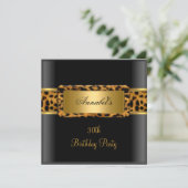 30歳の誕生日パーティー ゼブラ ゴールド ブラック レオパード 2 招待状 (スタンド正面)