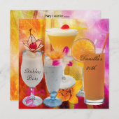 30歳の誕生日パーティー　トロピカルドリンク　カクテル2 招待状 (正面/裏面)