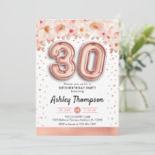 30歳の誕生日パーティー-バラ金ゴールドバルーン 招待状 (スタンド正面)