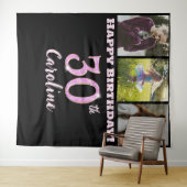 30歳の誕生日パーティー、ピンクグリッター、3枚の写真 タペストリー (インサイチュ(横))