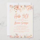 30歳の誕生日パーティー ピーチベージュ アイボリー 花 招待状 (正面)