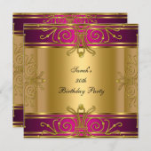 30歳の誕生日パーティー フューシャピンク ゴールド アートデコ 招待状 (正面/裏面)