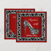 30歳の誕生日パーティー レパード ワイルド ブラック ホワイト レッド 招待状 (正面/裏面)