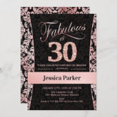 30歳の誕生日パーティー - ローズゴールド ブラック 招待状 (正面/裏面)