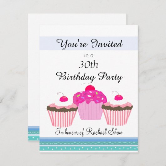 30歳の誕生日パーティー 招待状 (正面/裏面)