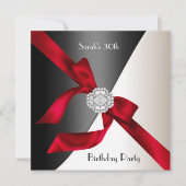 30歳の誕生日パーティー 赤 白 黒 ダイヤモンド 招待状 (正面)