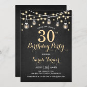 30歳の誕生日パーティー - 黒板ゴールド 招待状 (正面/裏面)