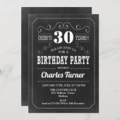 30歳の誕生日パーティー - 黒板 白黒 招待状 (正面/裏面)