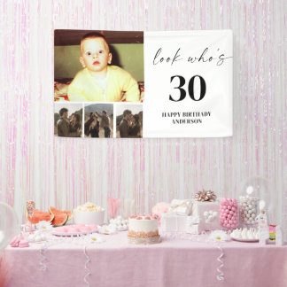 30歳の誕生日パーティー 4枚のフォトコラージュ 横断幕