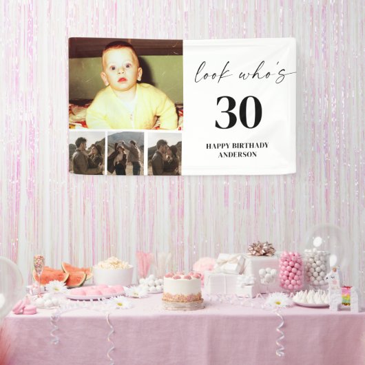 30歳の誕生日パーティー 4枚のフォトコラージュ 横断幕 (パーティー)