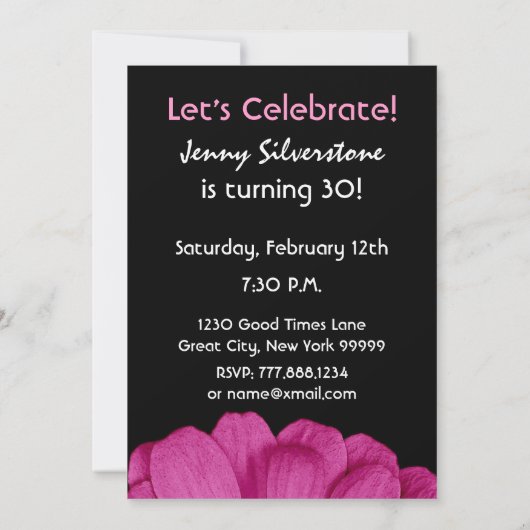 30歳の誕生日パーティーW1816 招待状 (裏面)