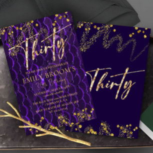 30歳の誕生日パープル招待状 招待状