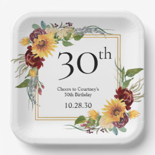 30歳の誕生日ヒマワリ ペーパープレート