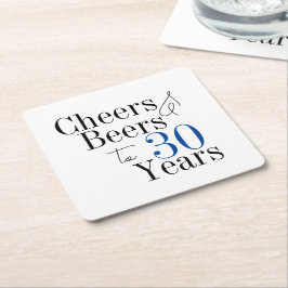30歳の誕生日ビールと応援タイポグラフィパーティー スクエアペーパーコースター