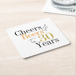 30歳の誕生日ビールと応援ミニマルパーティー スクエアペーパーコースター