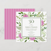 30歳の誕生日ピンクのあじさい 招待状 (正面/裏面)