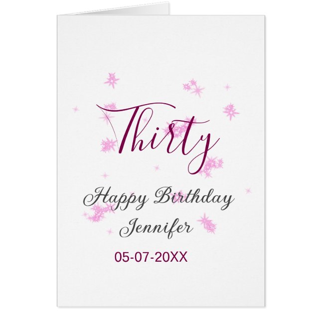 30歳の誕生日ピンクのグリッタースターブラック30th date (正面)