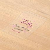 30歳の誕生日ピンクのグリッタースターブラック30th date アクリル招待状 (レイダウン)