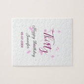 30歳の誕生日ピンクのグリッタースターブラック30th date ジグソーパズル (横)