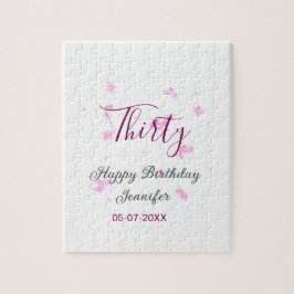 30歳の誕生日ピンクのグリッタースターブラック30th date ジグソーパズル