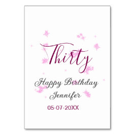 30歳の誕生日ピンクのグリッタースターブラック30th date テーブルナンバー