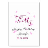 30歳の誕生日ピンクのグリッタースターブラック30th date テーブルナンバー (裏面)