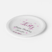 30歳の誕生日ピンクのグリッタースターブラック30th date ペーパープレート (アングル)