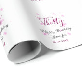 30歳の誕生日ピンクのグリッタースターブラック30th date ラッピングペーパー (ロールコーナー)