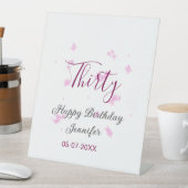 30歳の誕生日ピンクのグリッタースターブラック30th date 台座サイン (インサイチュ)