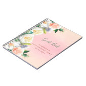 30歳の誕生日ピンクのローズ金ゴールド花模様ゲストブック ノートブック (左側)