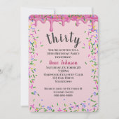 30歳の誕生日ピンク色のアイシングと散水 招待状 (正面)