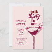 30歳の誕生日ピンク・カクテルを私に30語で話す 招待状 (正面)