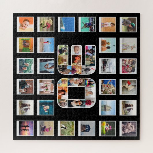 30歳の誕生日ファミリーフォトメモリーズコラージュ ジグソーパズル (横)