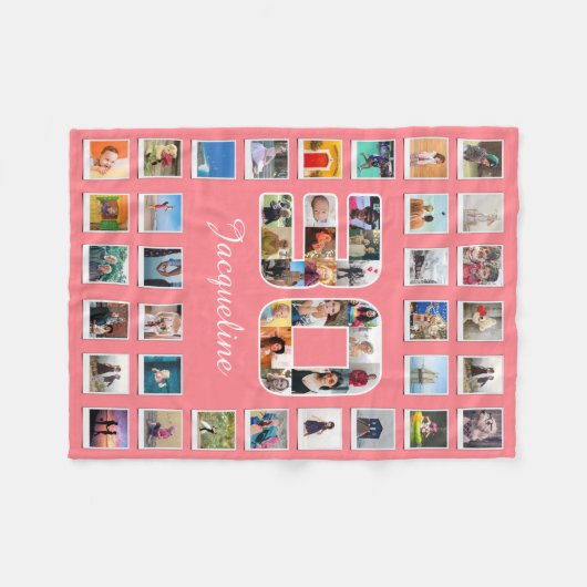 30歳の誕生日ファミリー写真集49写真 フリースブランケット (正面(横))