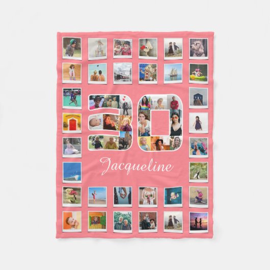 30歳の誕生日ファミリー写真集49写真 フリースブランケット (正面)