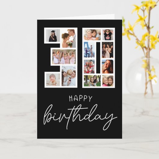 30歳の誕生日フォトコラージュの挨拶 カード (黄色い花)