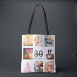 30歳の誕生日フォトコラージュ女性ホワイト トートバッグ<br><div class="desc">女性ユニークの30歳の誕生日のための贈り物祝、あなたの写真、写真の8のコラージュで彼女の人生。パーソナライズして彼女の名前、年齢30と日付を追加。シックな白い背景。グレーと黒の文字と数字。名前は手書文字のスタイルスモダンクリプト付き。</div>