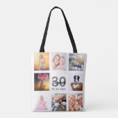 30歳の誕生日フォトコラージュ女性ホワイト トートバッグ (裏面)
