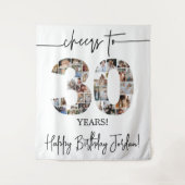 30歳の誕生日フォトコラージュ背景大型 タペストリー (正面)