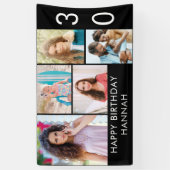 30歳の誕生日フォトコラージュ5写真白黒 横断幕 (縦)