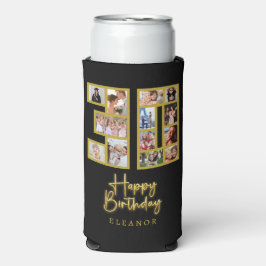 30歳の誕生日フォトコラージュ ブラック スリム缶クーラー