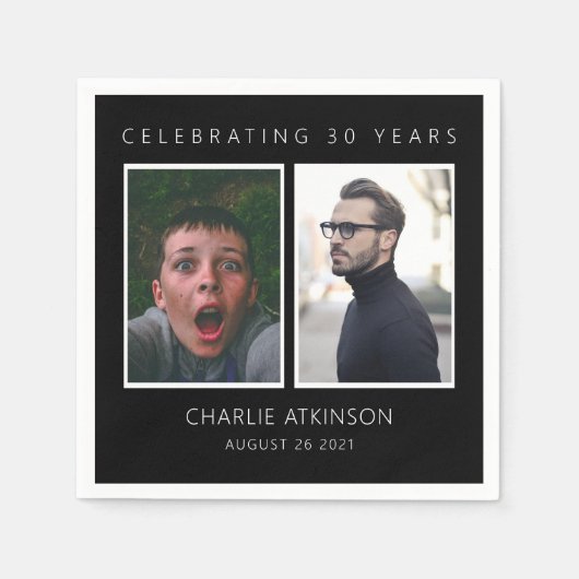 30歳の誕生日フォトコラートナプキン スタンダードカクテルナプキン (正面)