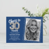 30歳の誕生日フォトシルバーバルーン招待状 招待状 (スタンド正面)
