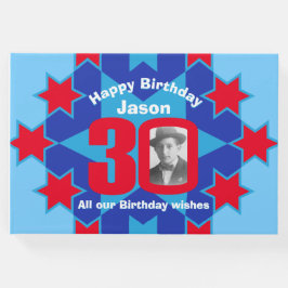 30歳の誕生日フォトスター赤い青のゲストブック ゲストブック