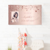 30歳の誕生日フォトバラ金ゴールドピンクのキラキラ星 横断幕 (インサイチュ)