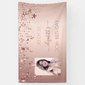 30歳の誕生日フォトバラ金ゴールドピンクのキラキラ星 横断幕 (縦)