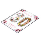 30歳の誕生日フォトピンクフラワーホワイトゲストブック ノートブック (左側)