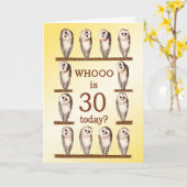 30歳の誕生日フクロウ カード (黄色い花)